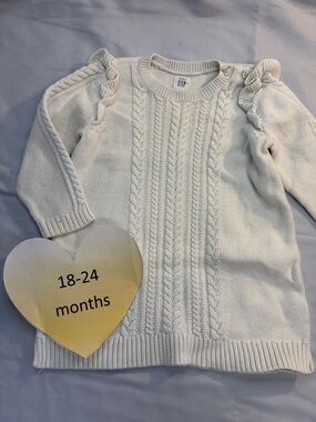 GAP - Long sleeve knit Cream Sweater Dress